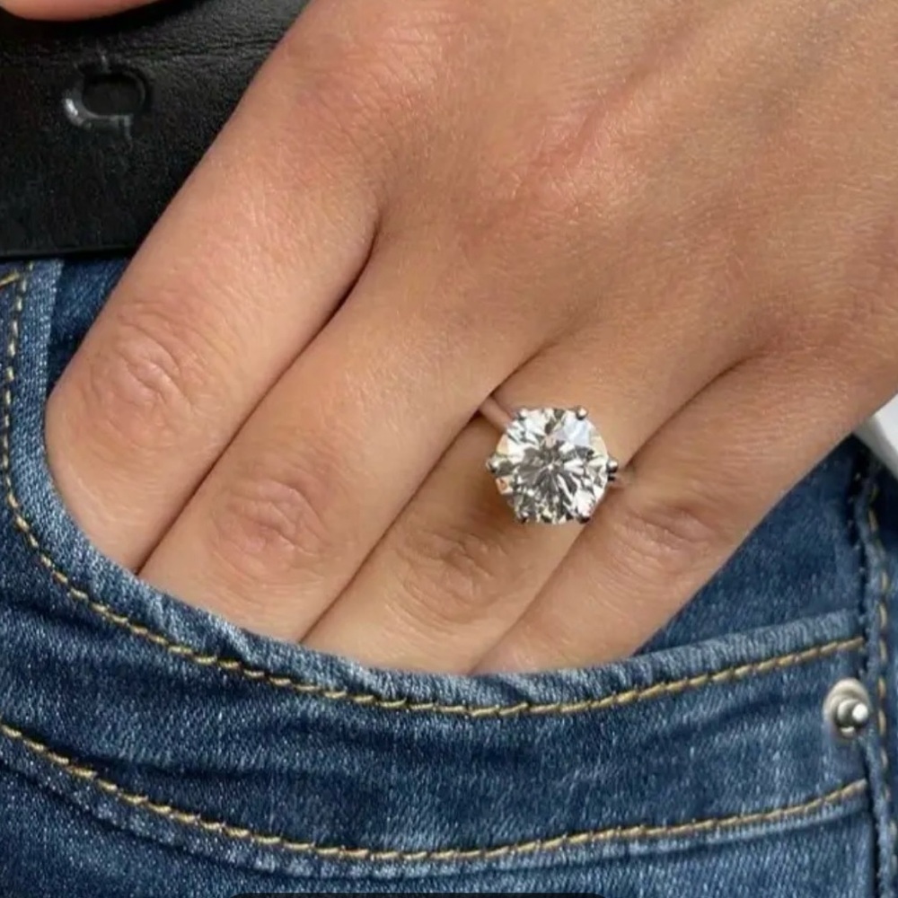5 Carat Cubic Zirconia Round Solitaire, 5 ct Glam, Wedding Engagement Ring, Gift